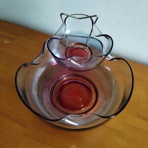 Vintage glass pink chips dip bowl